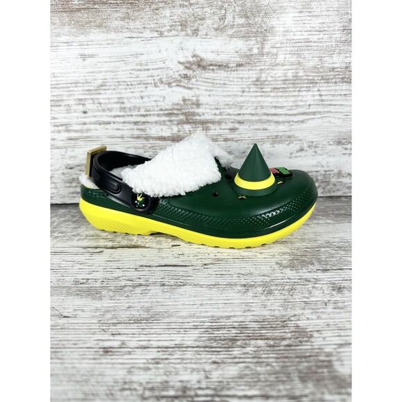 NEW Youth Buddy The Elf × Crocs Fleece Lined Green Clogs Sz 2 - Picture 2 of 9
